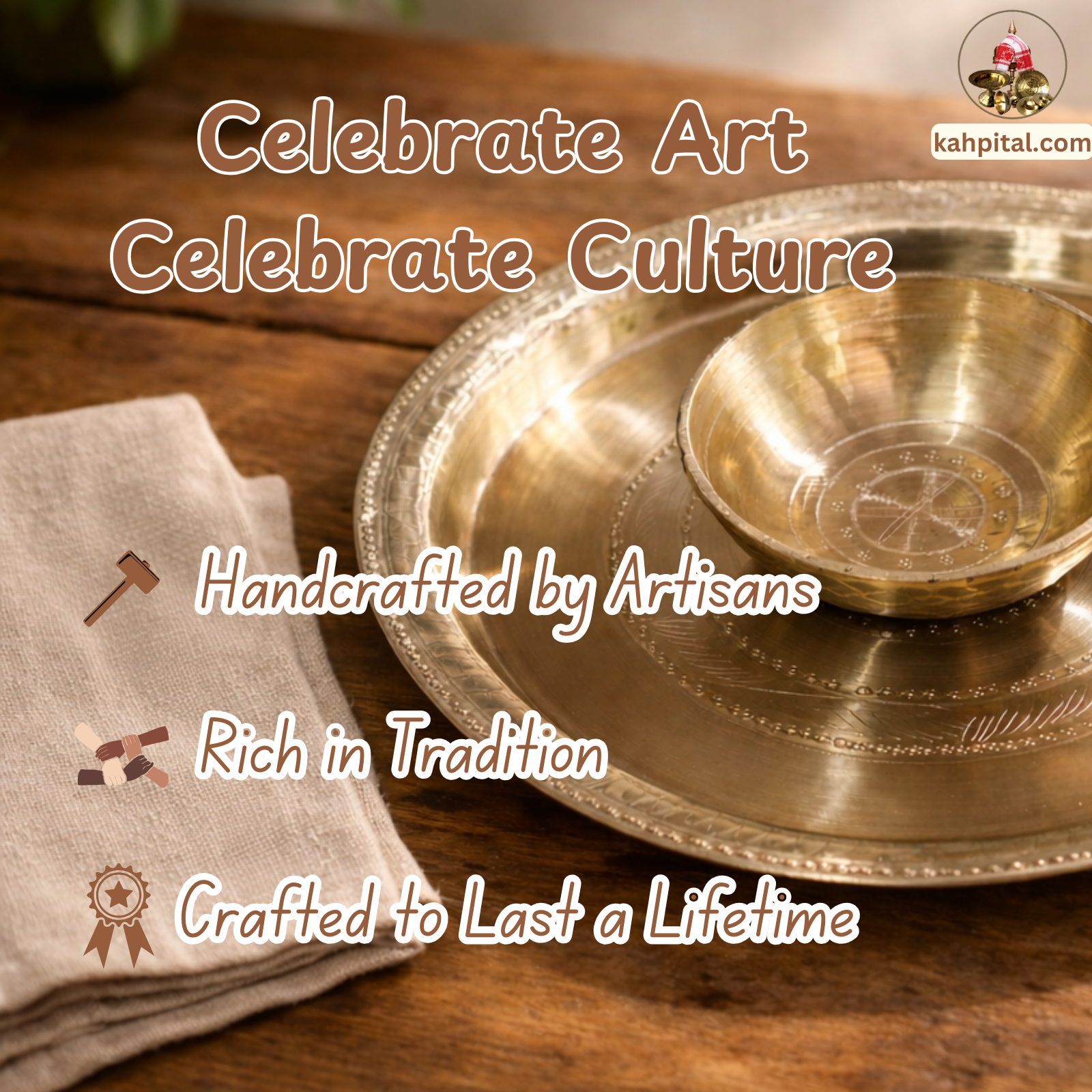 Standard GI Tagged Sarthebari Kansa (Bell Metal) Plates & Bowl(Kahor Kahibati) - Handcrafted for Ayurvedic Benefits