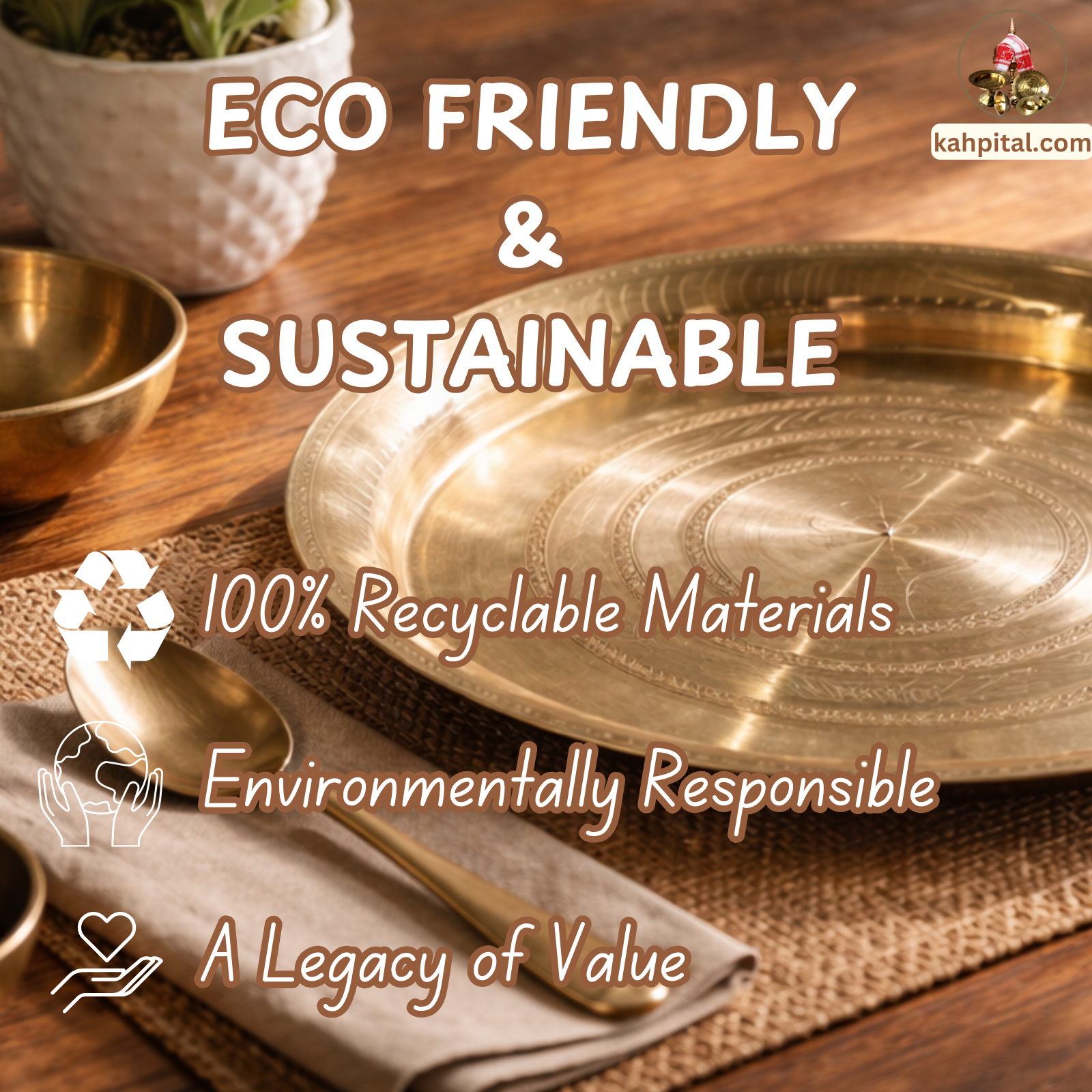 Standard GI Tagged Sarthebari Kansa (Bell Metal) Plates & Bowl(Kahor Kahibati) - Handcrafted for Ayurvedic Benefits