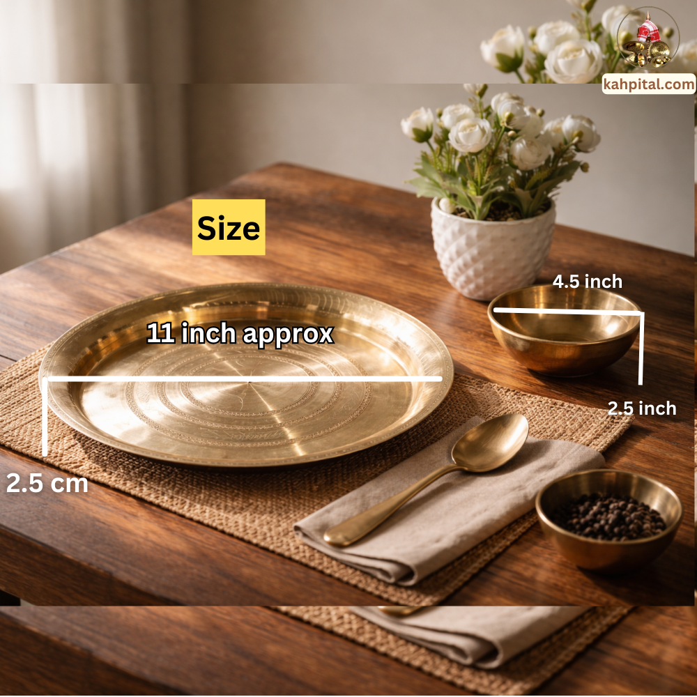 Standard GI Tagged Sarthebari Kansa (Bell Metal) Plates & Bowl(Kahor Kahibati) - Handcrafted for Ayurvedic Benefits
