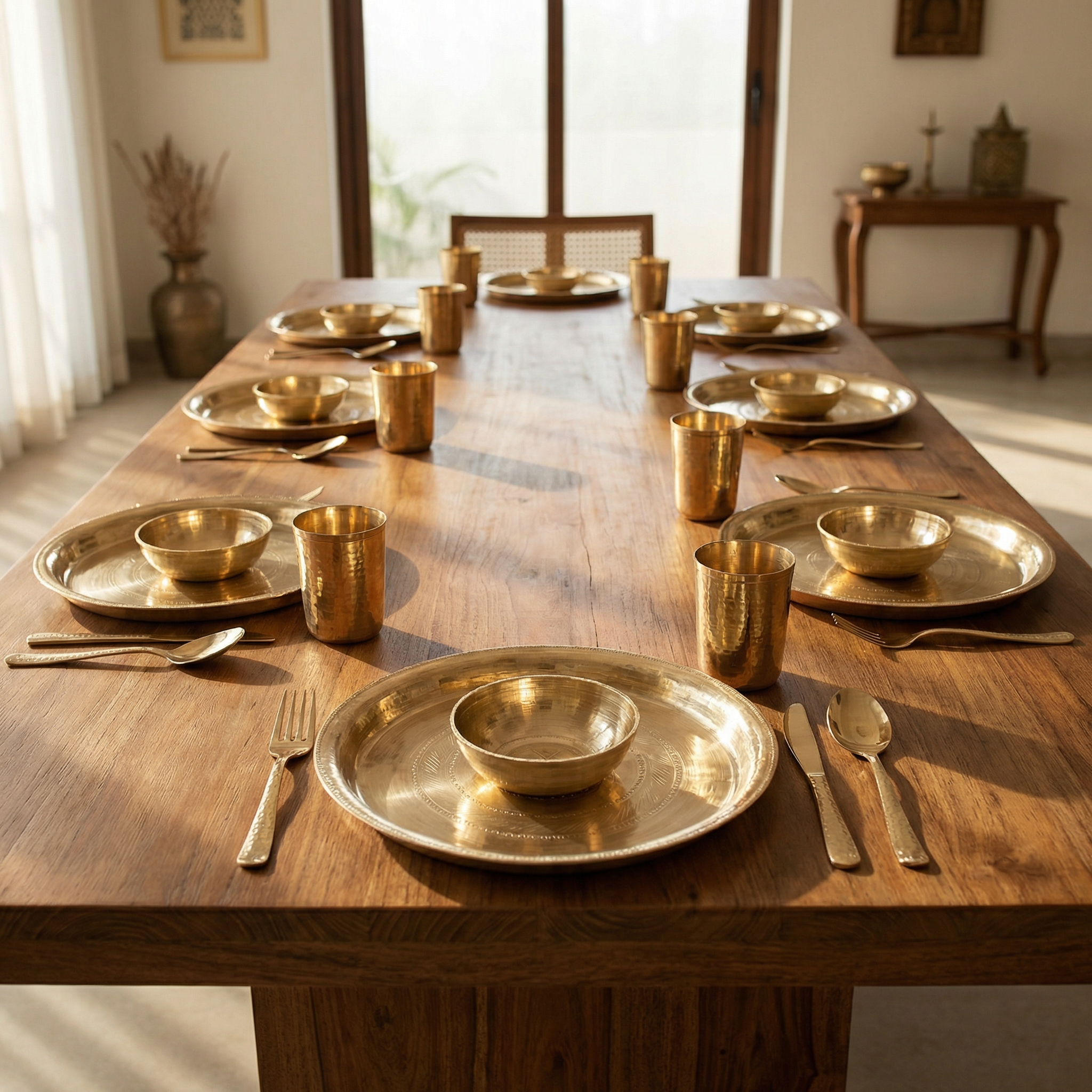 Standard GI Tagged Sarthebari Kansa (Bell Metal) Plates & Bowl(Kahor Kahibati) - Handcrafted for Ayurvedic Benefits