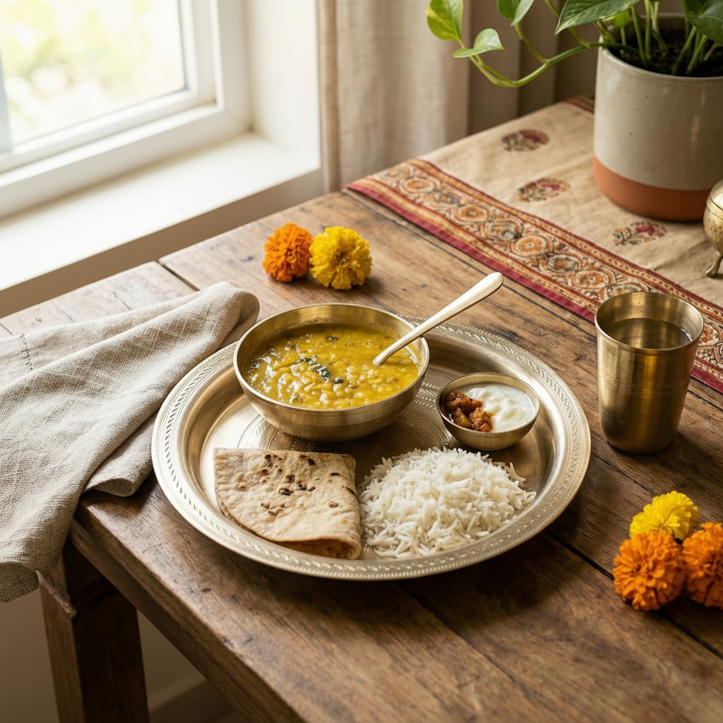 Premium GI Tagged Sarthebari Bell Metal Plate and Bowl Set (Kahor KahiBati)- Handcrafted for Timeless Ayurvedic Dining