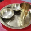 Dinner Set. Brass Plate bowl, glass & Spoon