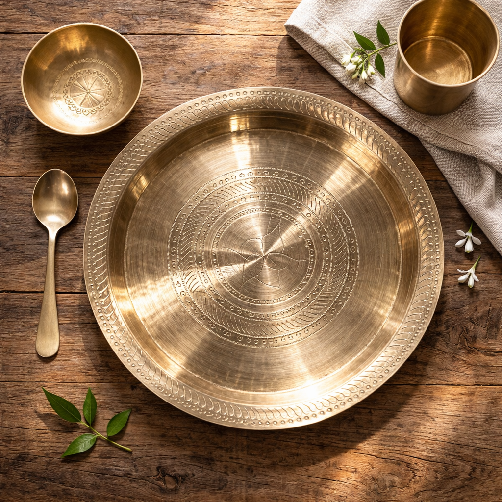 Handmade Annaprashan Utensils Set (Brass & Bell Metal) – From GI Tagged Sarthebari, Assam