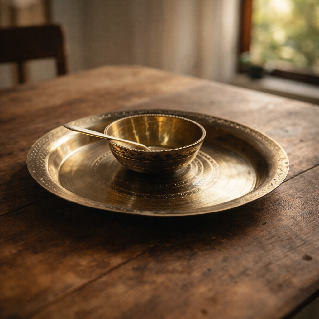 Handmade Annaprashan Utensils Set (Brass & Bell Metal) – From GI Tagged Sarthebari, Assam