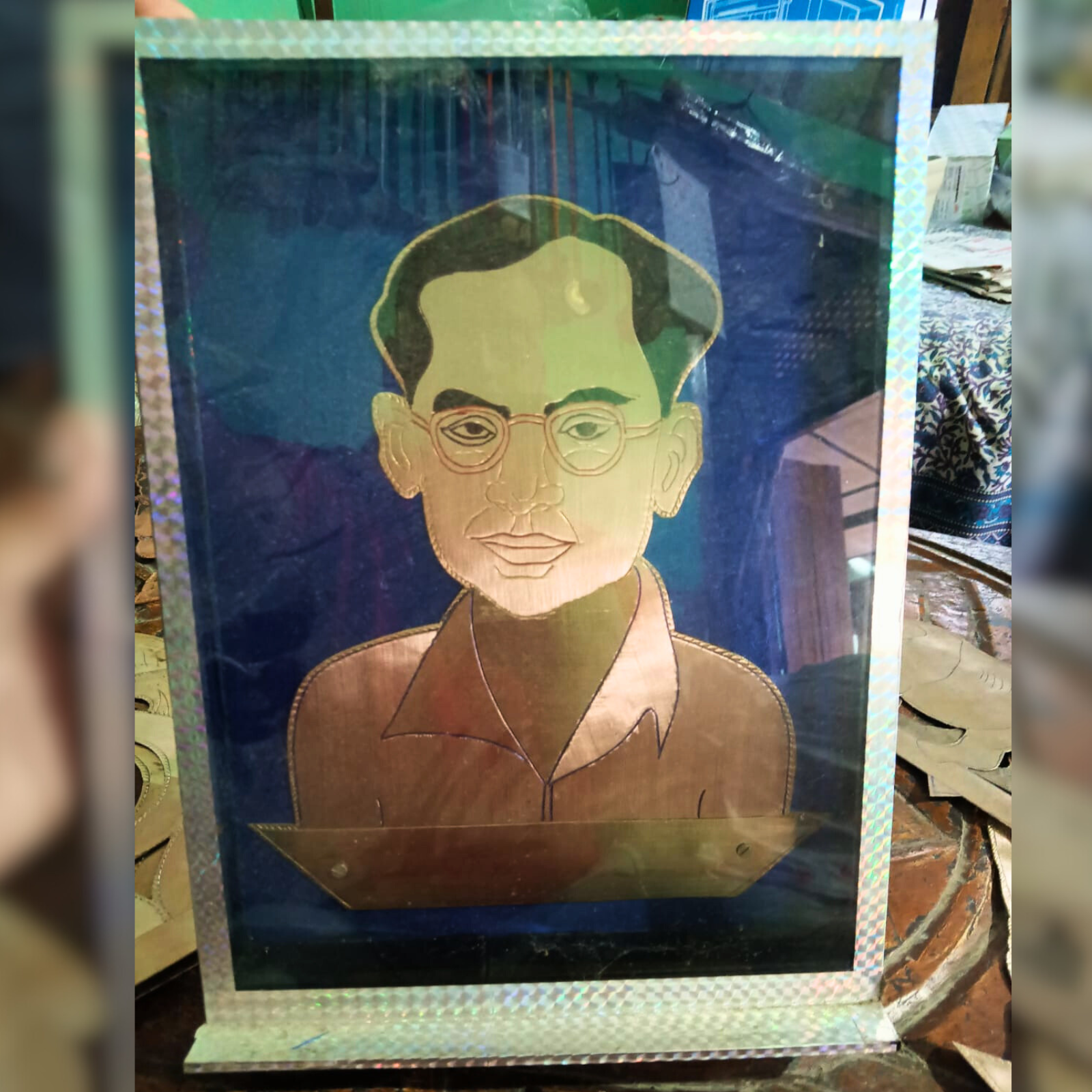 Custom Brass/Bronze Metal Face Engraving – Personalized Metal Wall Art for Living Room Décor