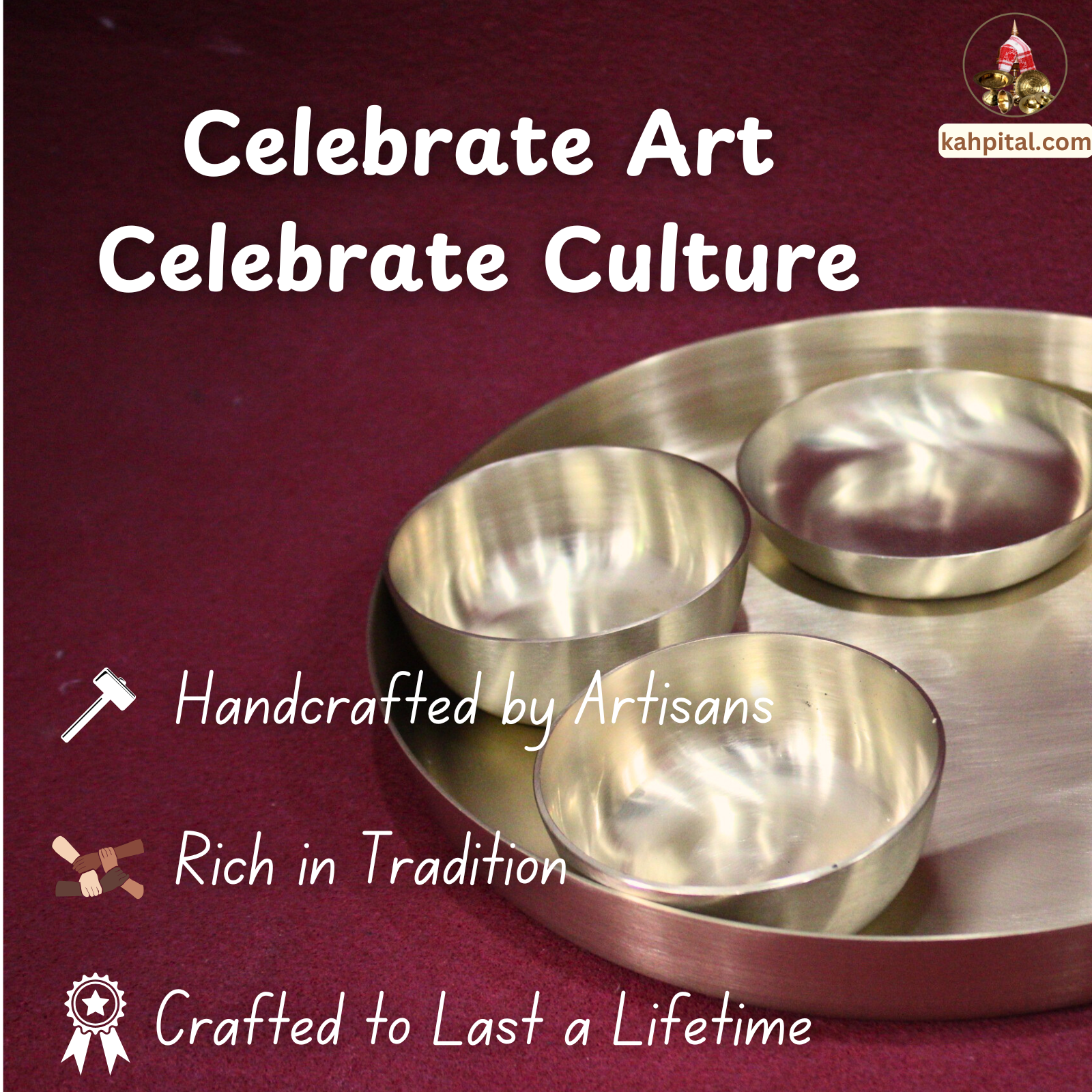 Premium Handmade Kansa Dinner Set – Traditional Elegance with Ayurvedic Benefits-KahPital.com