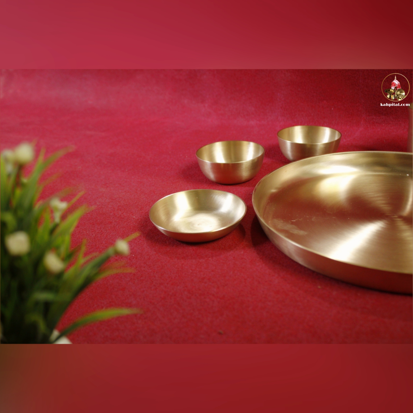 Premium Handmade Kansa Dinner Set – Traditional Elegance with Ayurvedic Benefits (Curved Rim)-KahPital.com