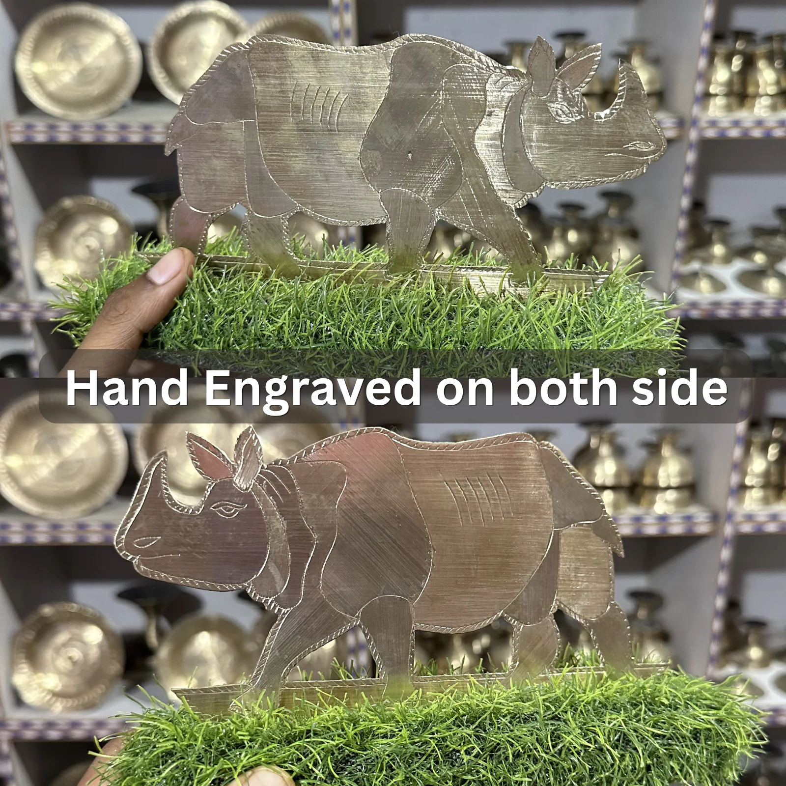 Handcrafted Bell Metal Rhino Perfect for Homedecor & Gifting