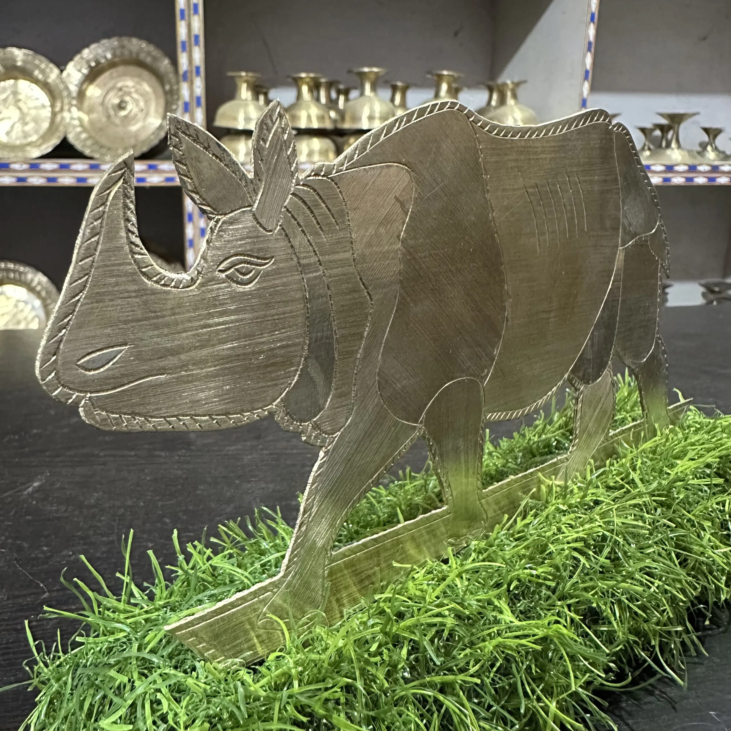 Handcrafted Bell Metal Rhino Perfect for Homedecor & Gifting