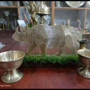 One Horn Rhino Made from Bell Metal