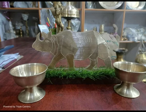 One Horn Rhino Made from Bell Metal