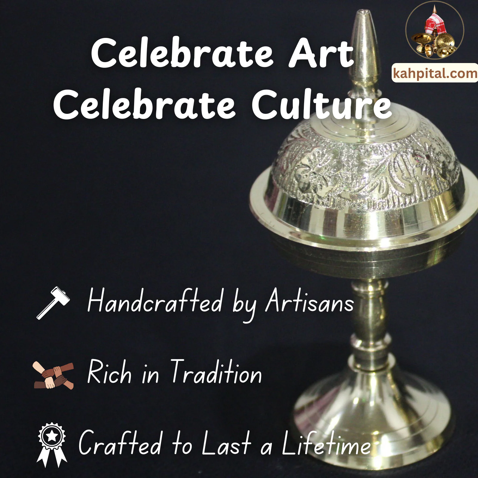 Premium Brass Handmade Showpiece Assamese Small Xorai for Home Decor & Gifting (5 Inch, Golden)