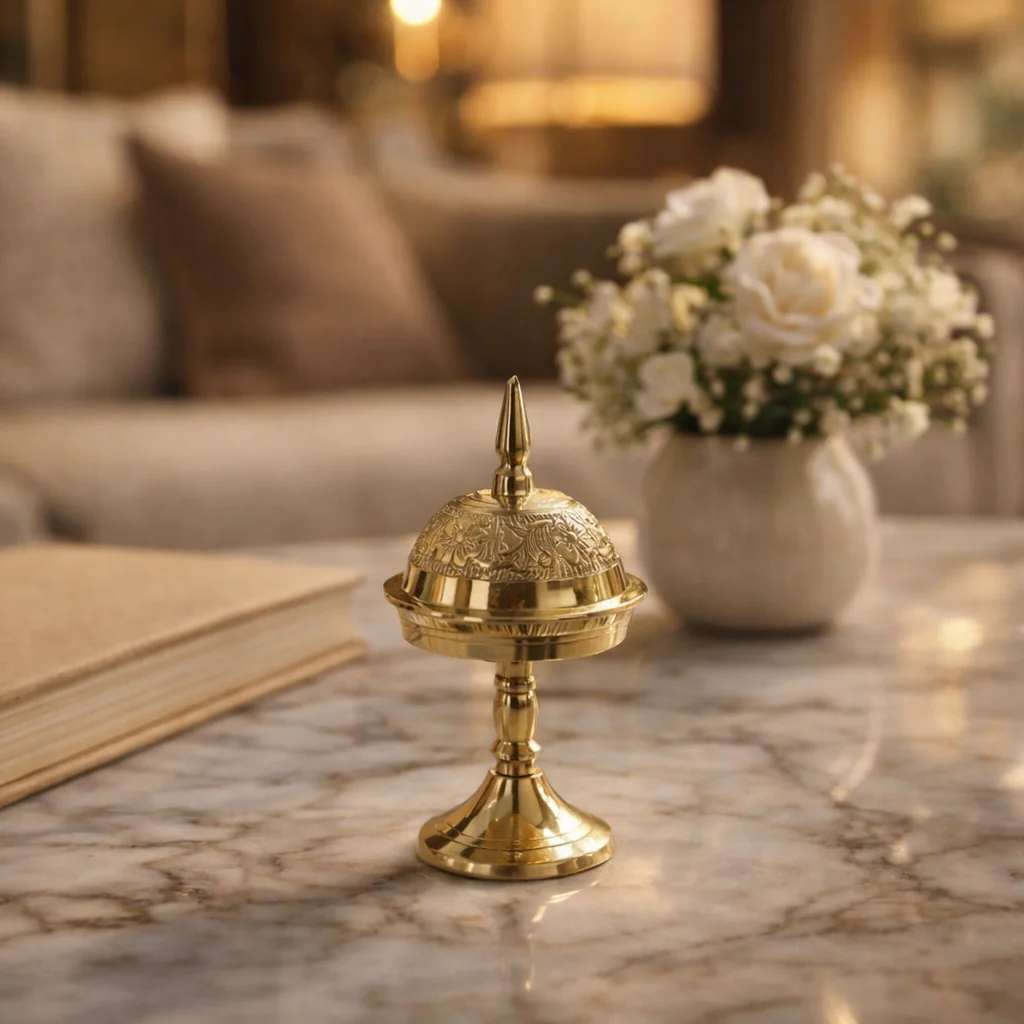 Premium Brass Handmade Showpiece Assamese Small Xorai for Home Decor & Gifting (5 Inch, Golden)