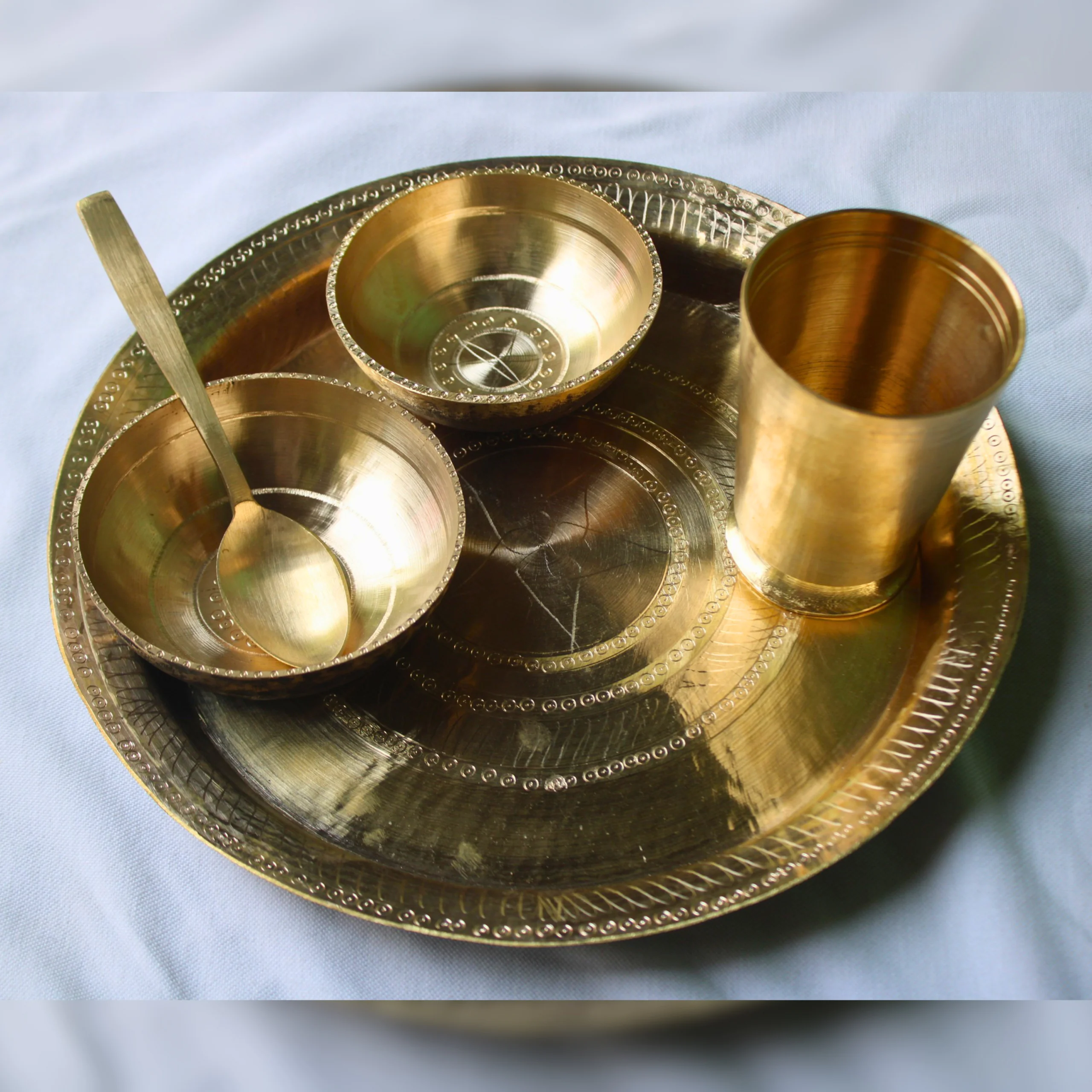 Handmade Premium Quality Brass Dinner Set (Pital Dinner Set) for Kitchen & Dinning