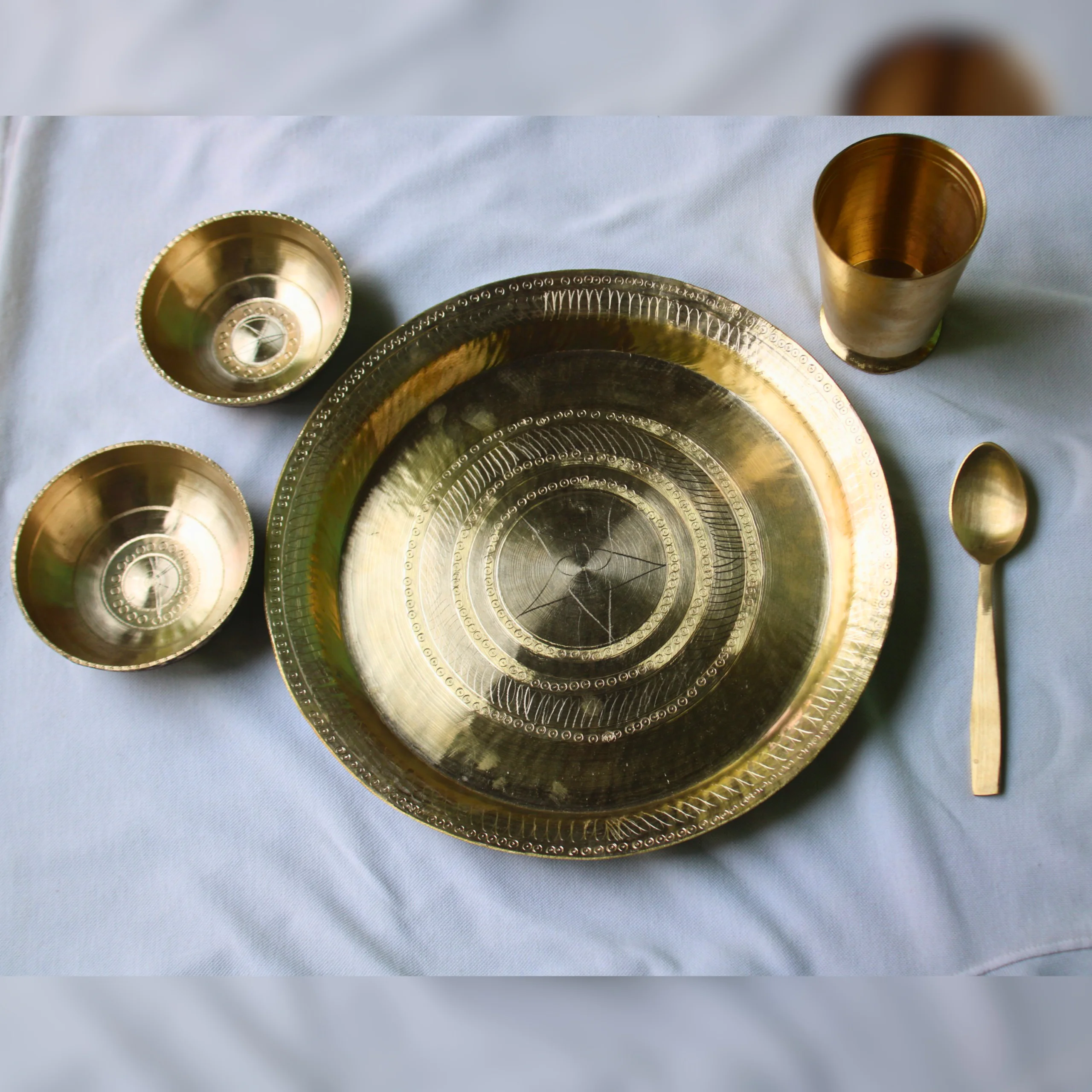 Handmade Premium Quality Brass Dinner Set (Pital Dinner Set) for Kitchen & Dinning