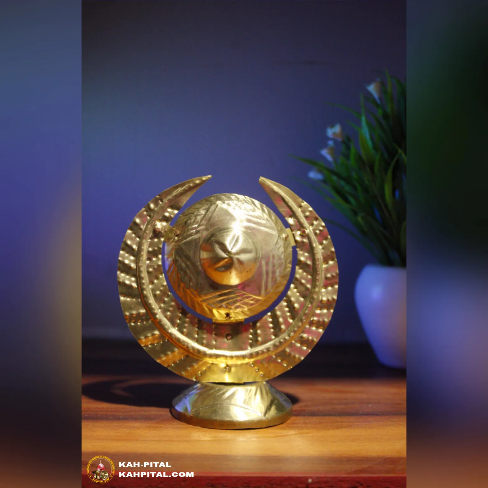 Assamese Japi with Stand for Home Decoration (Brass Item)