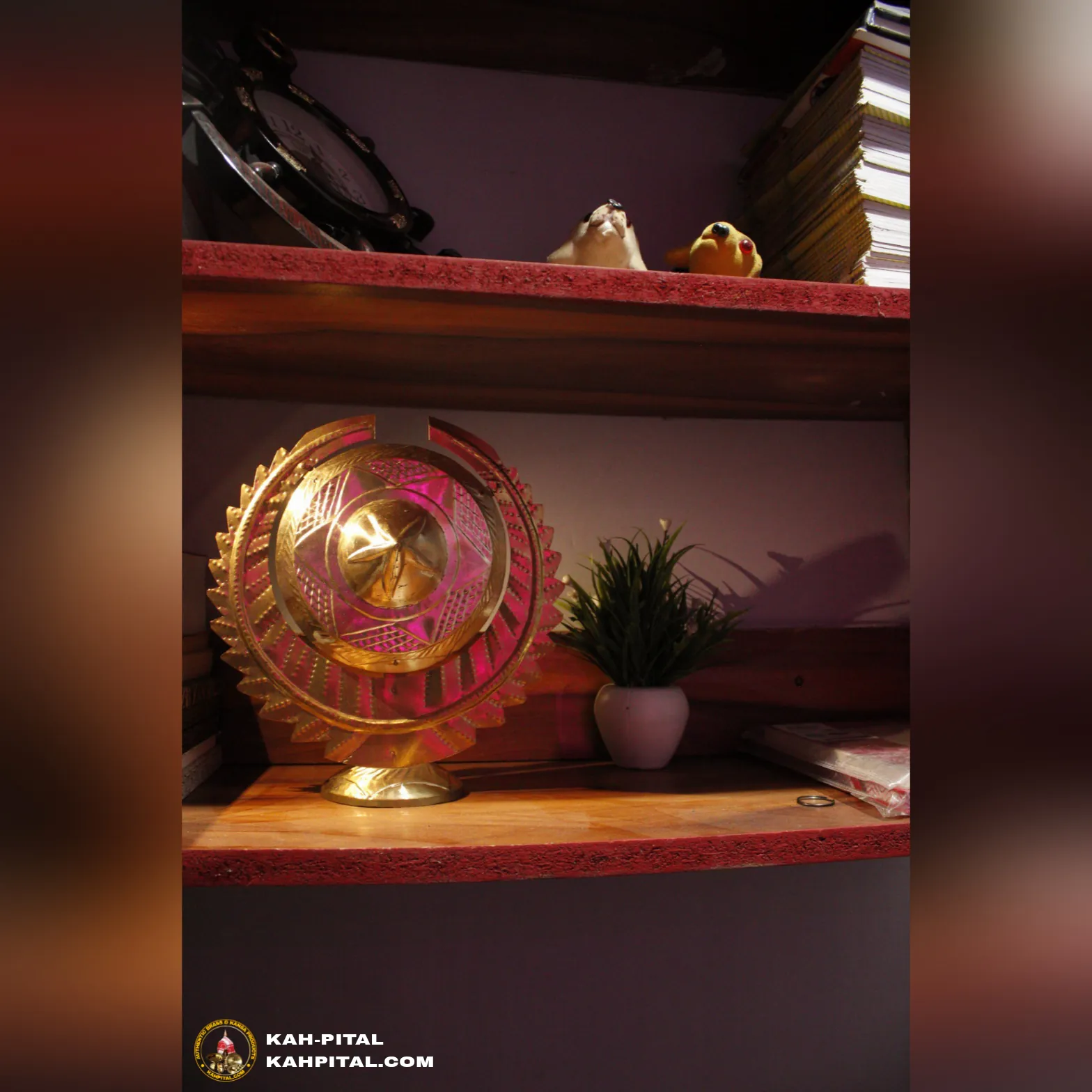 Assamese Japi with Stand for Home Decoration (Brass Item)