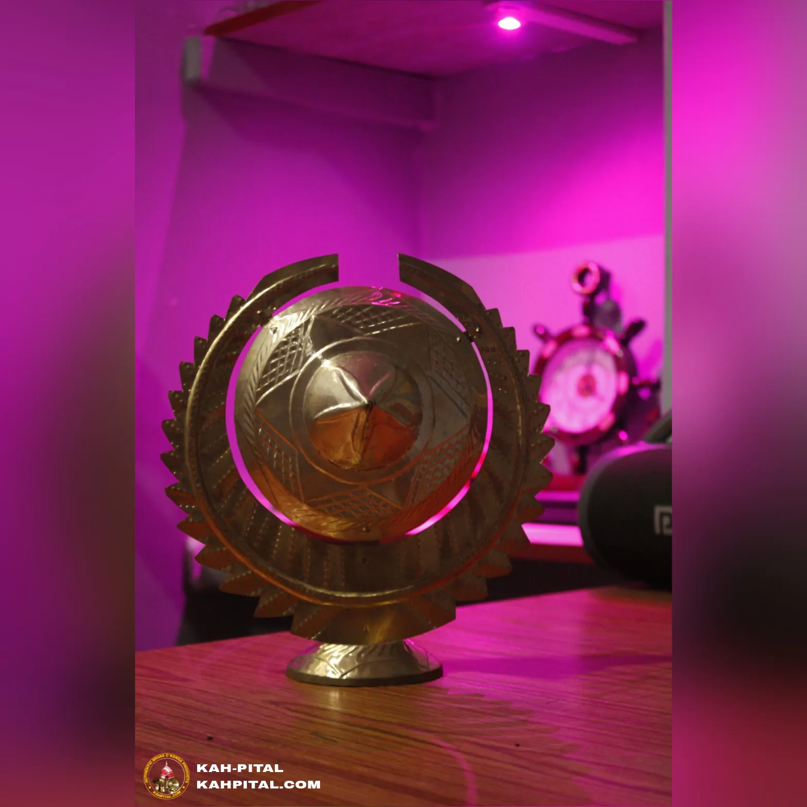 Assamese Japi with Stand for Home Decoration (Brass Item)