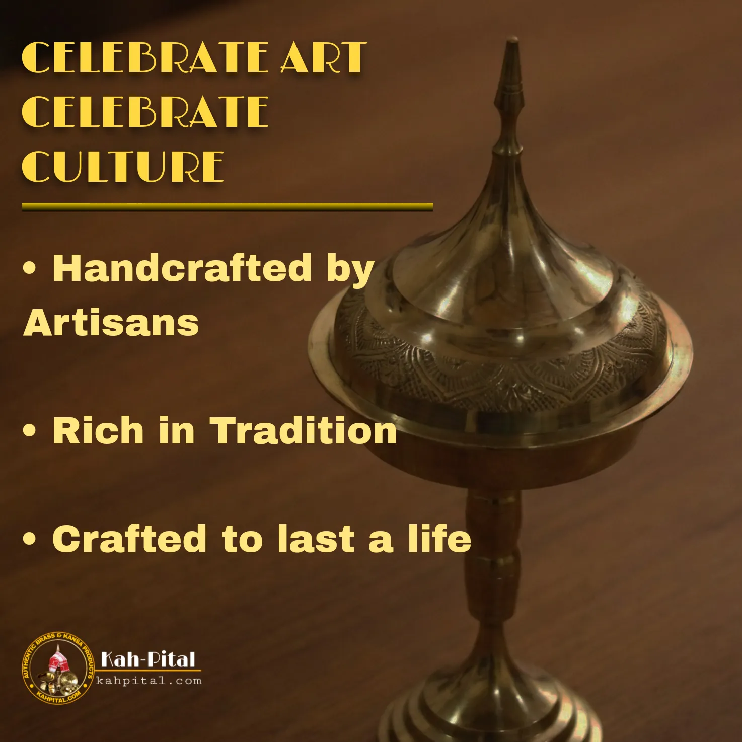 Premium Brass Handmade Showpiece Assamese Xorai for Home Decor & Gifting (Golden)