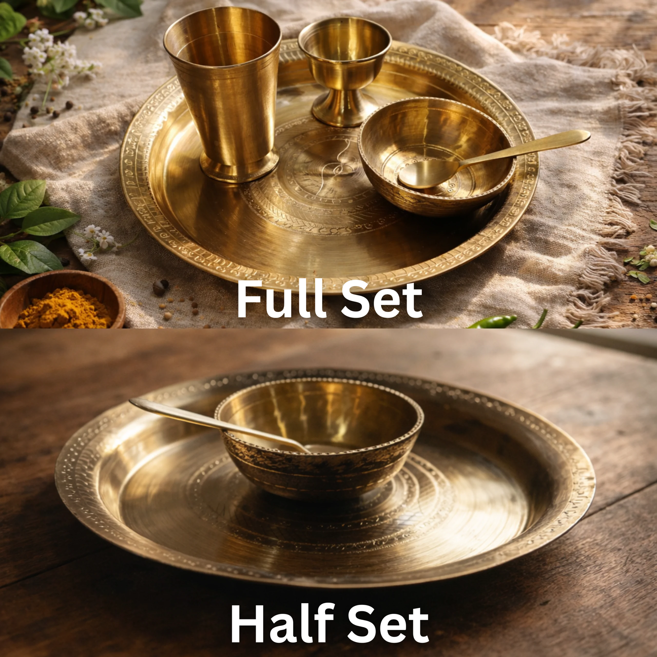Handmade Annaprashan Utensils Set (Brass & Bell Metal) – From GI Tagged Sarthebari, Assam