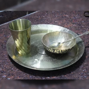 Annaprasanna brass thali, bowl, spoon, Glass Set