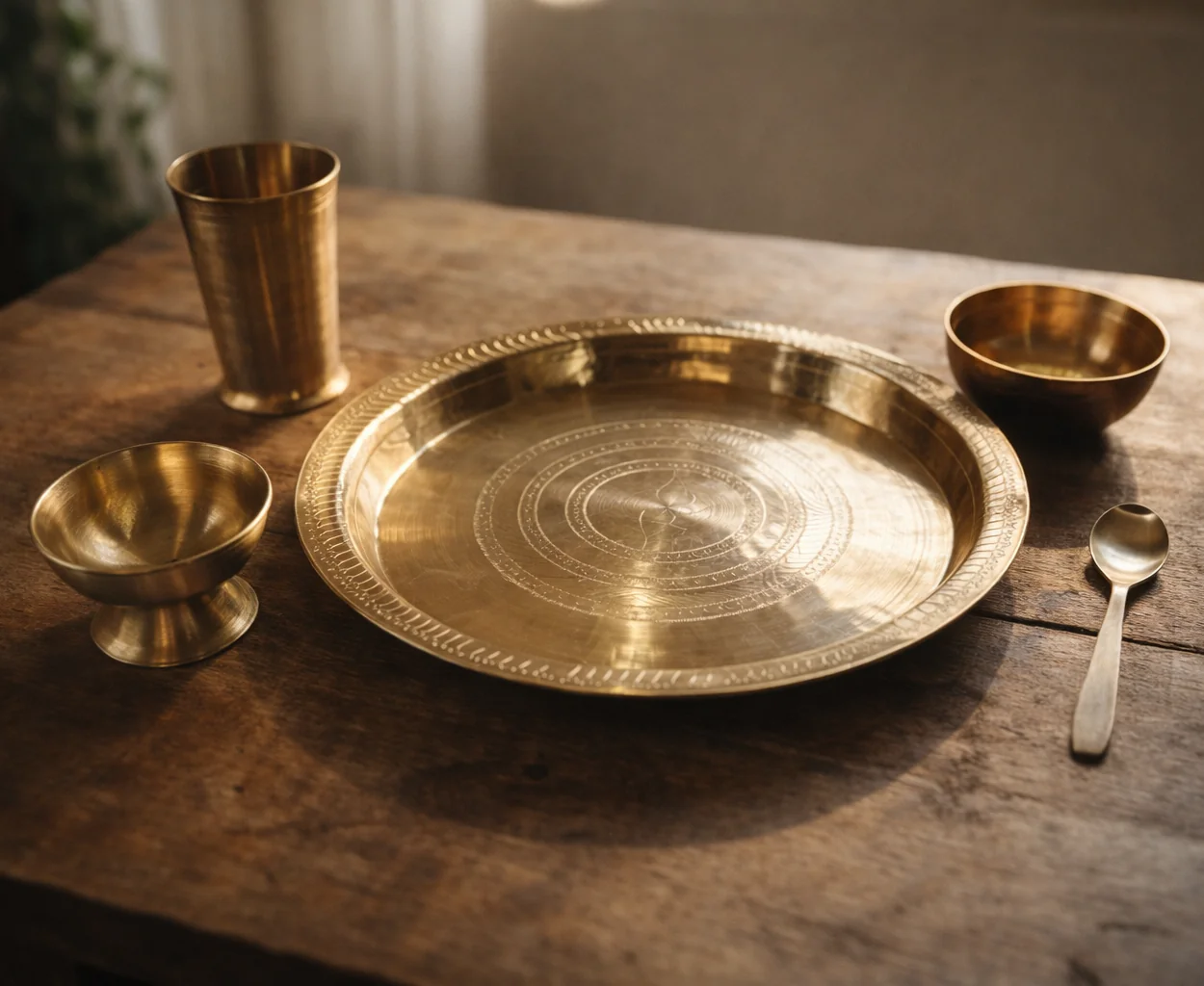 Handmade Annaprashan Utensils Set (Brass & Bell Metal) – From GI Tagged Sarthebari, Assam