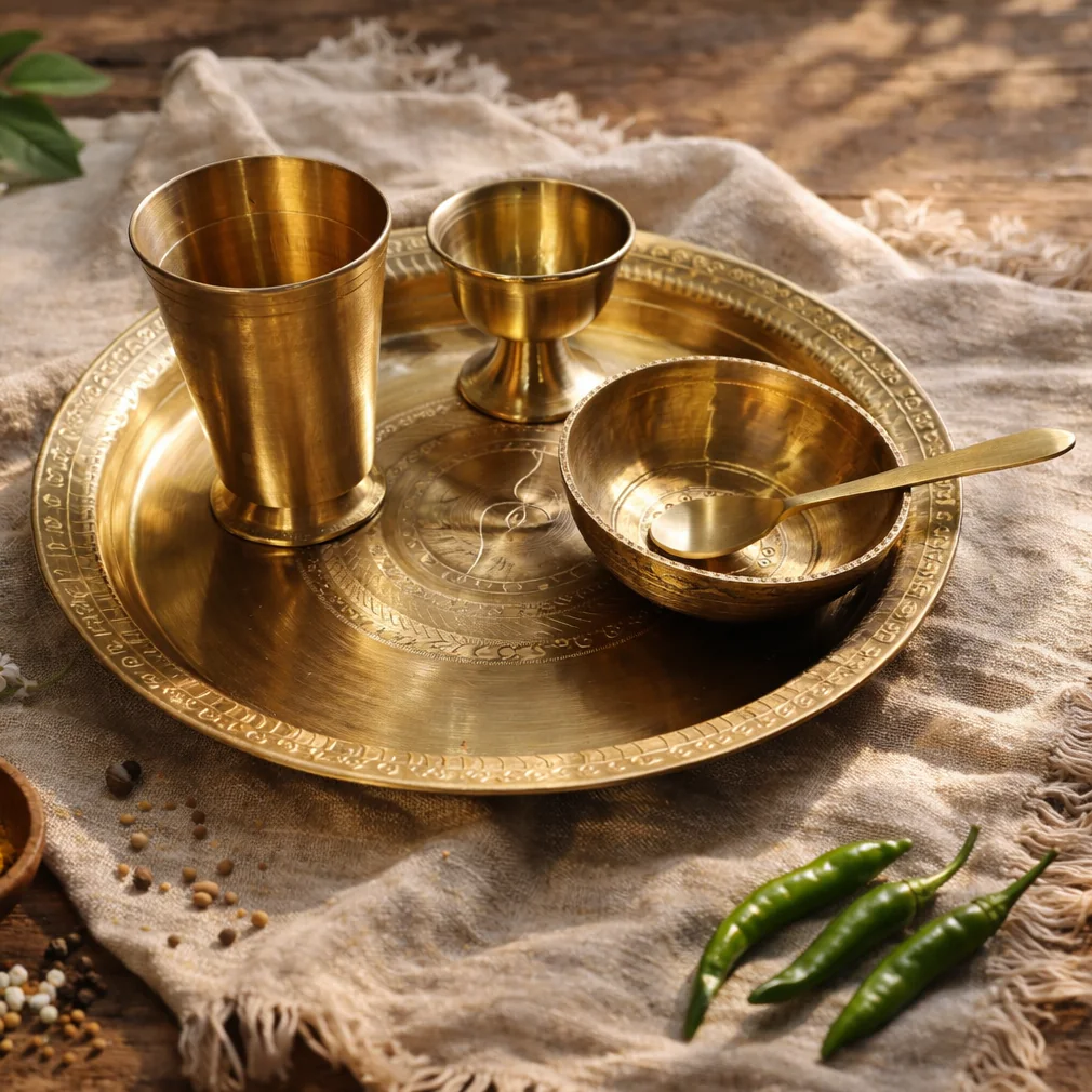 Handmade Annaprashan Utensils Set (Brass & Bell Metal) – From GI Tagged Sarthebari, Assam