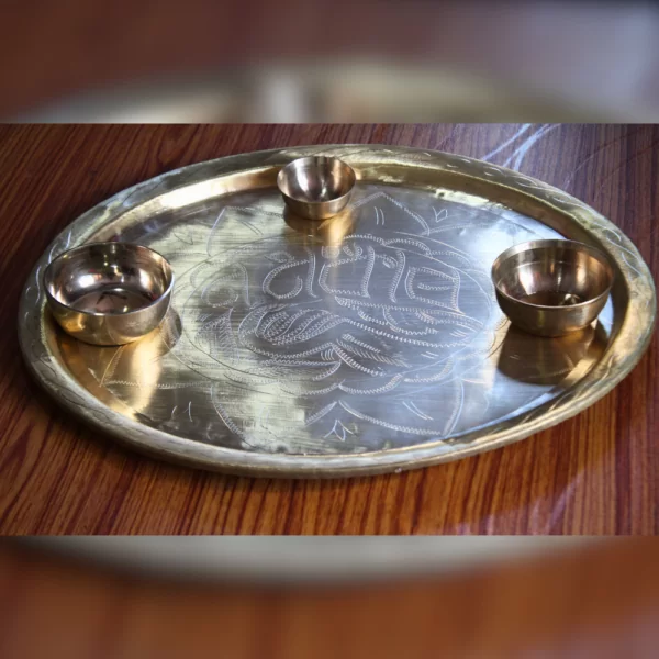 Handcrafted Brass Tray for Puja or Dining (Ovale Shape)