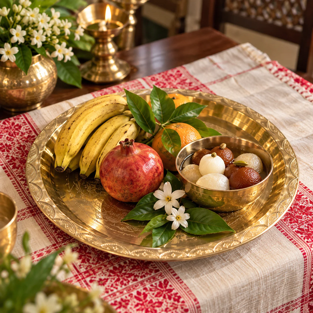 Handcrafted Premium Brass Tray perfect for Dining,Puja,Gifting