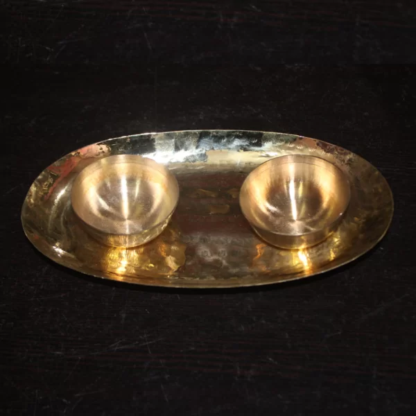 Handcrafted Brass Tray and Small Bowl Set for Dining