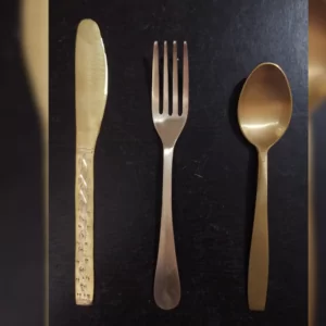 Handmade Brass Spoon, Fork, and Knife Set for Dining| www.kahpital.com