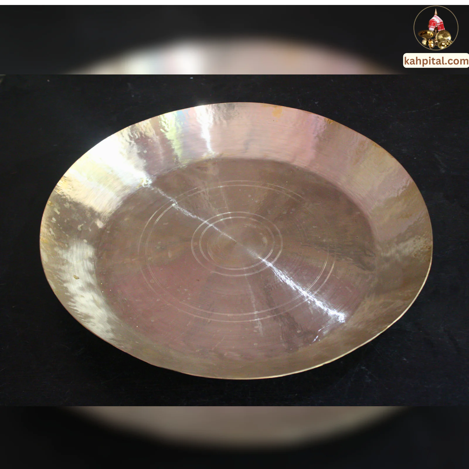 Handmade Brass Big Plate (Parat) – 16 Inch Diameter (Dinner, Pooja, Serving etc.)