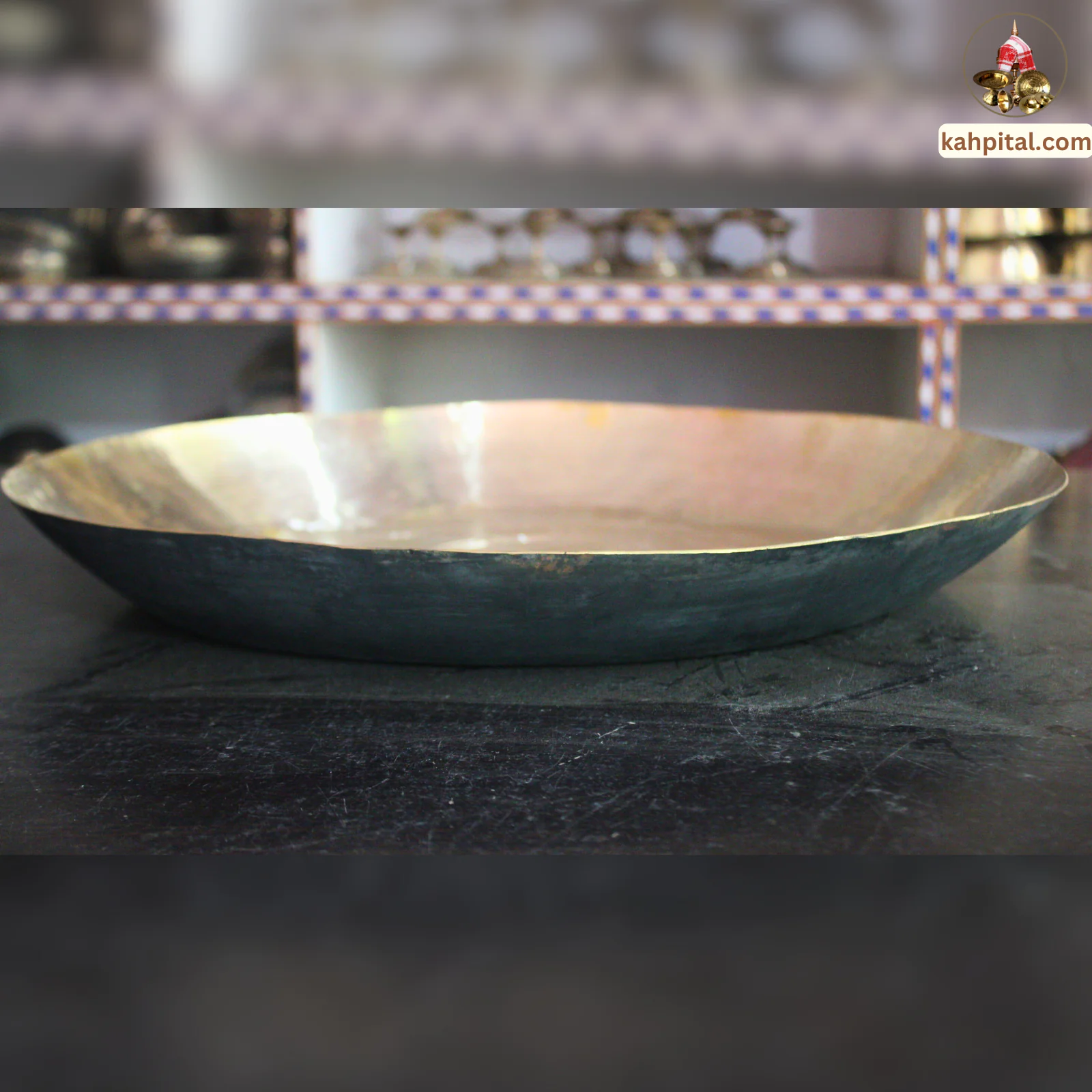 Handmade Brass Big Plate (Parat) – 16 Inch Diameter (Dinner, Pooja, Serving etc.)