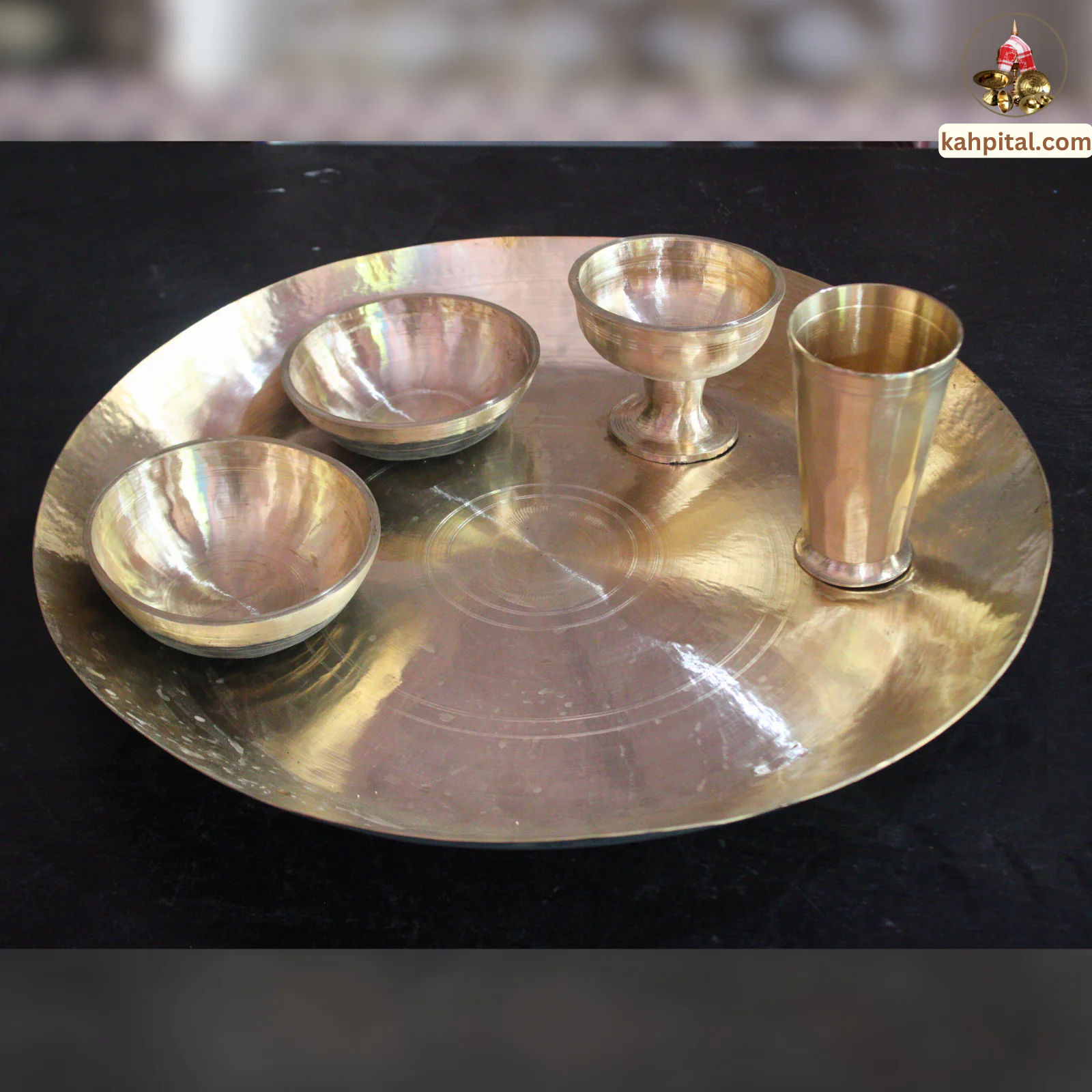 Handmade Brass Big Plate (Parat) – 16 Inch Diameter (Dinner, Pooja, Serving etc.)