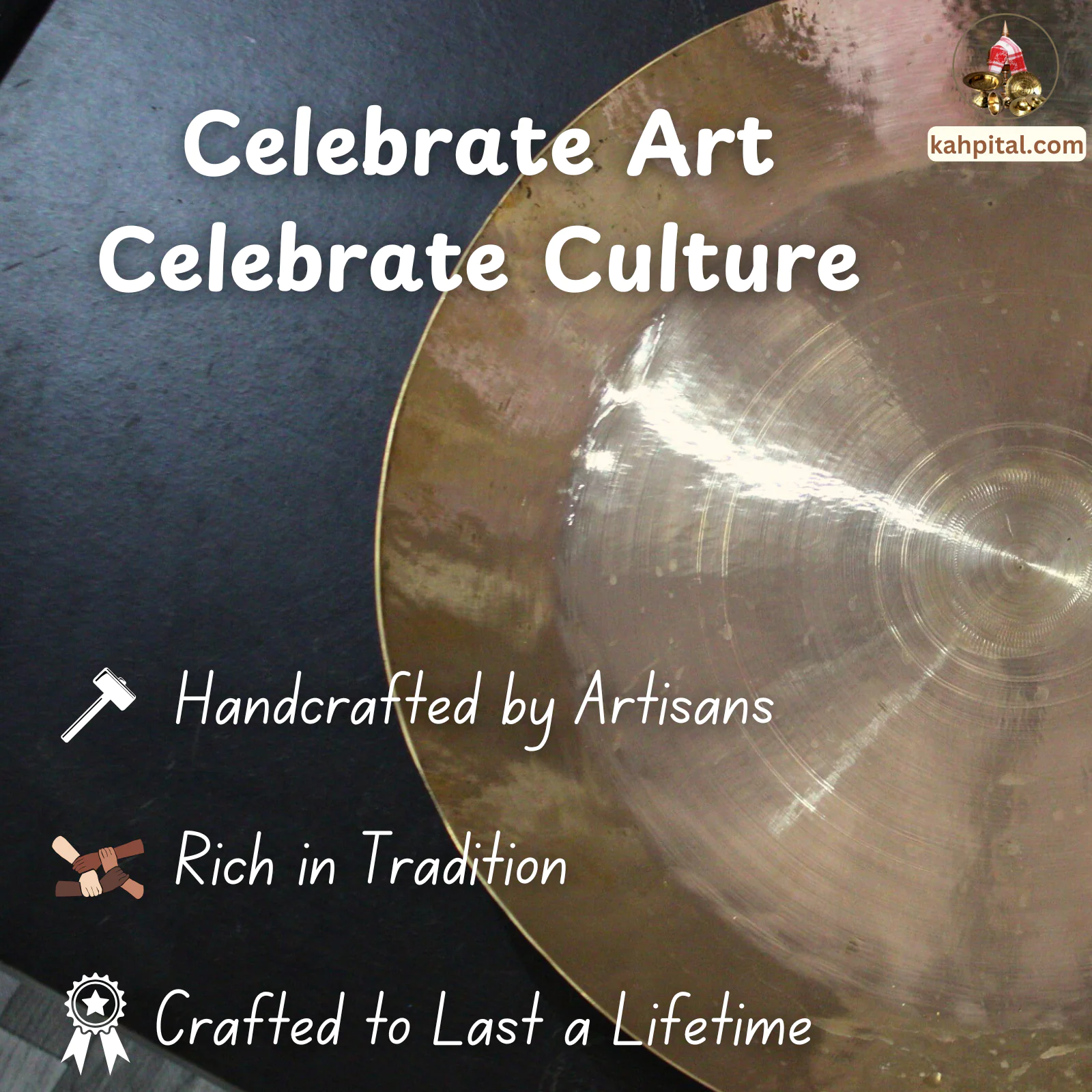 Handmade Brass Big Plate (Parat) – 16 Inch Diameter (Dinner, Pooja, Serving etc.)