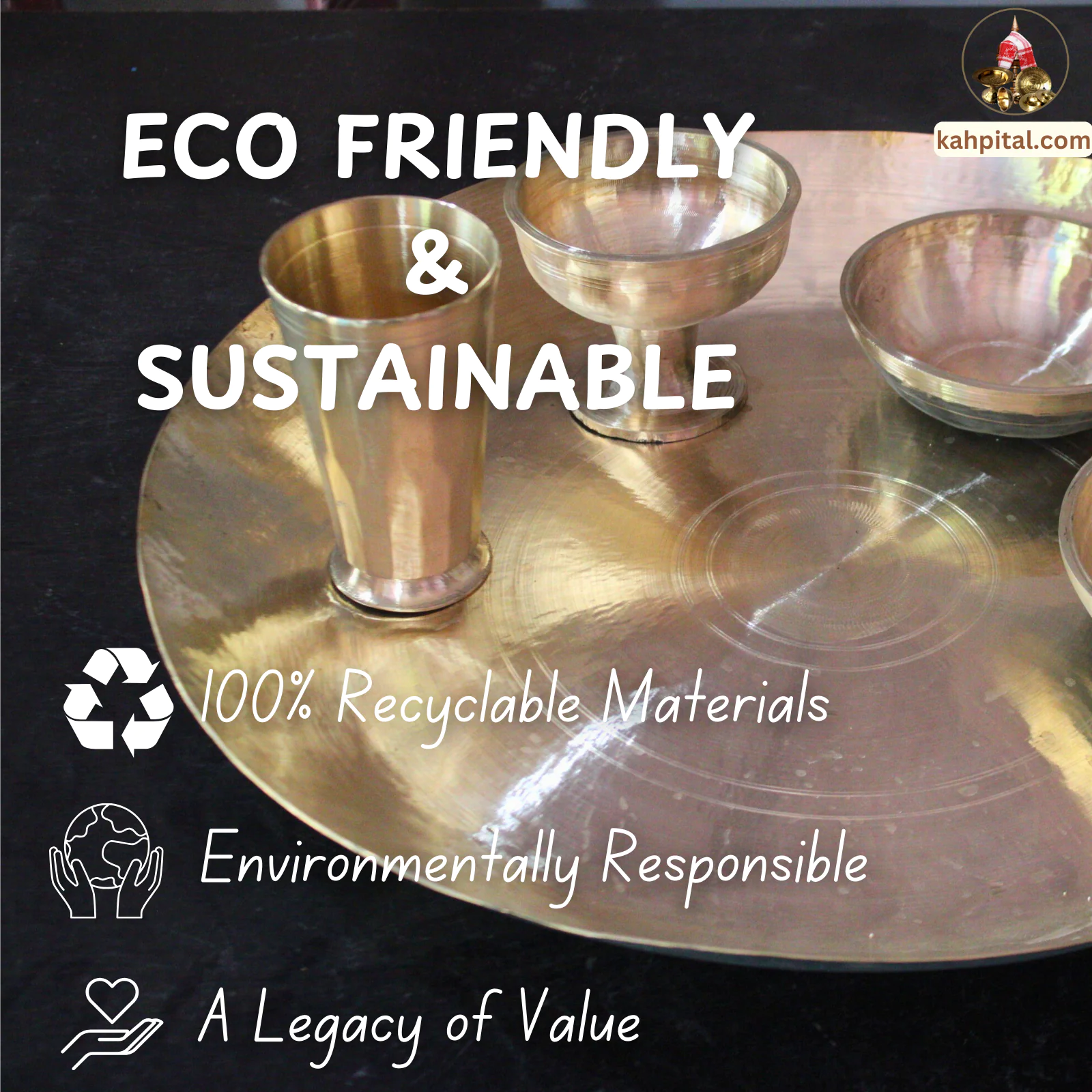 Handmade Brass Big Plate (Parat) – 16 Inch Diameter (Dinner, Pooja, Serving etc.)