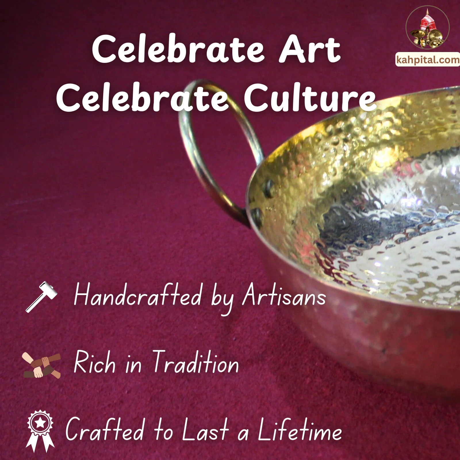 Premium Smooth Finished Brass Kadai (Brass Kadhai) for Your Kitchen