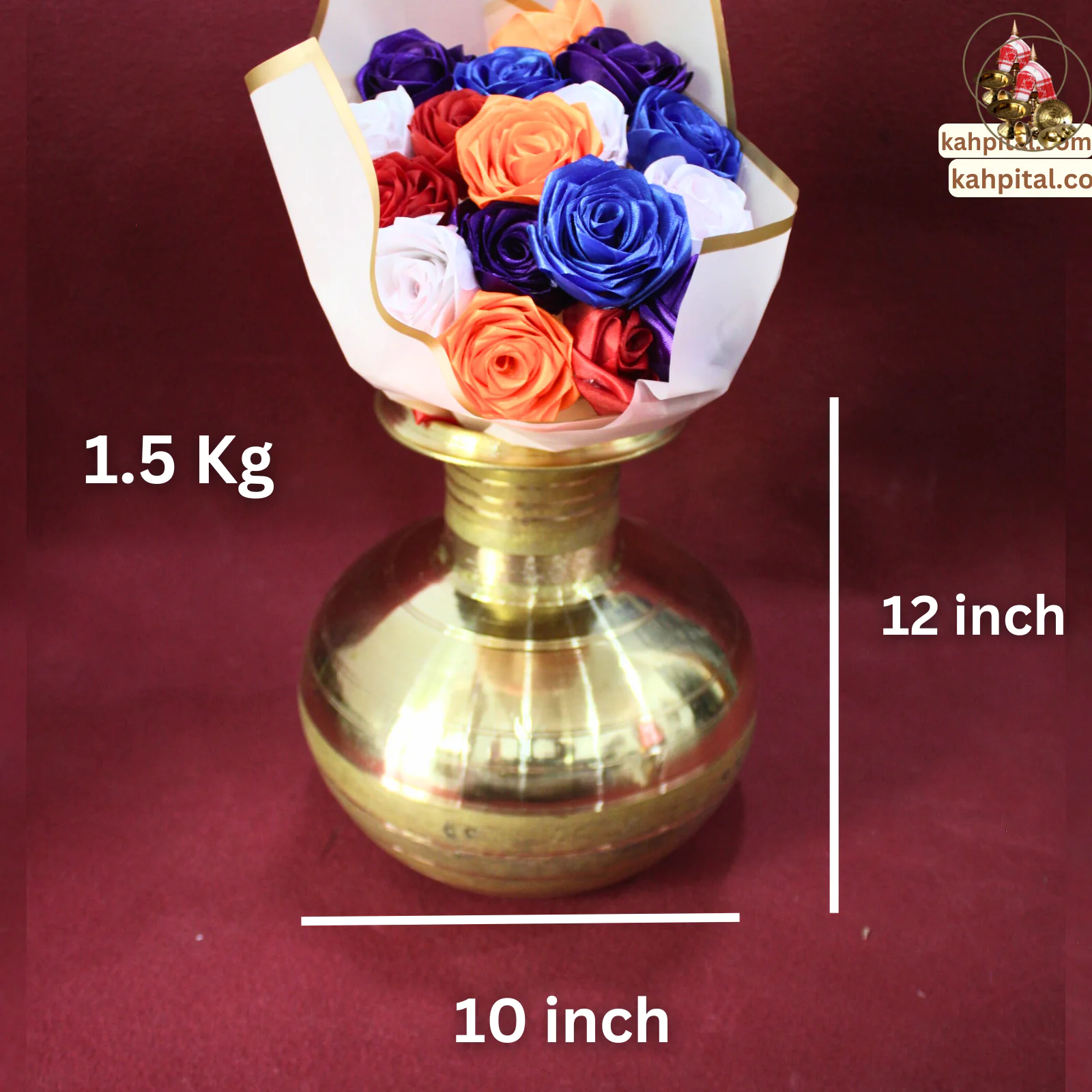 Metal Vase with Artificial Multiple Colour Rose Bouquet for Home Decor & Gifting