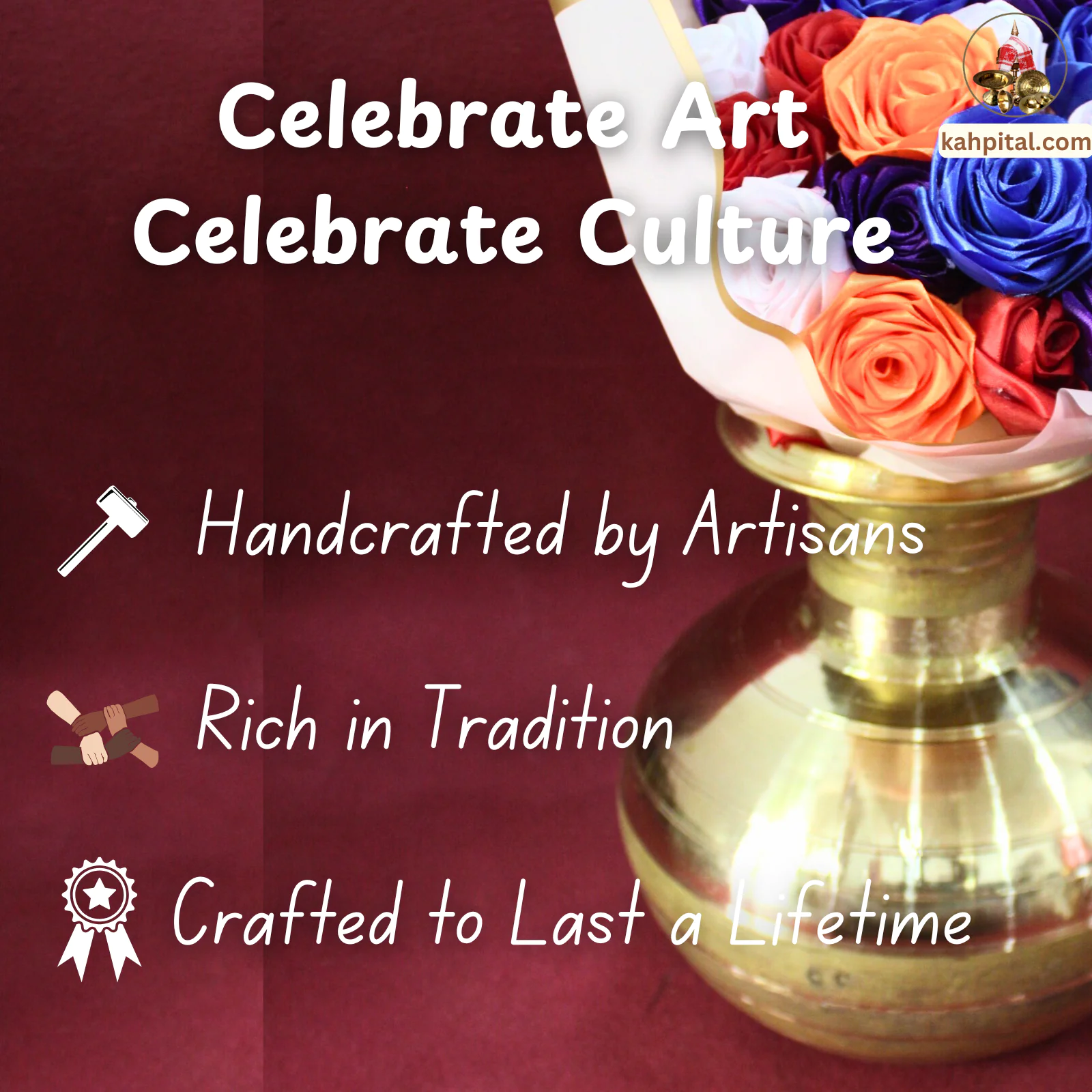 Metal Vase with Artificial Multiple Colour Rose Bouquet for Home Decor & Gifting