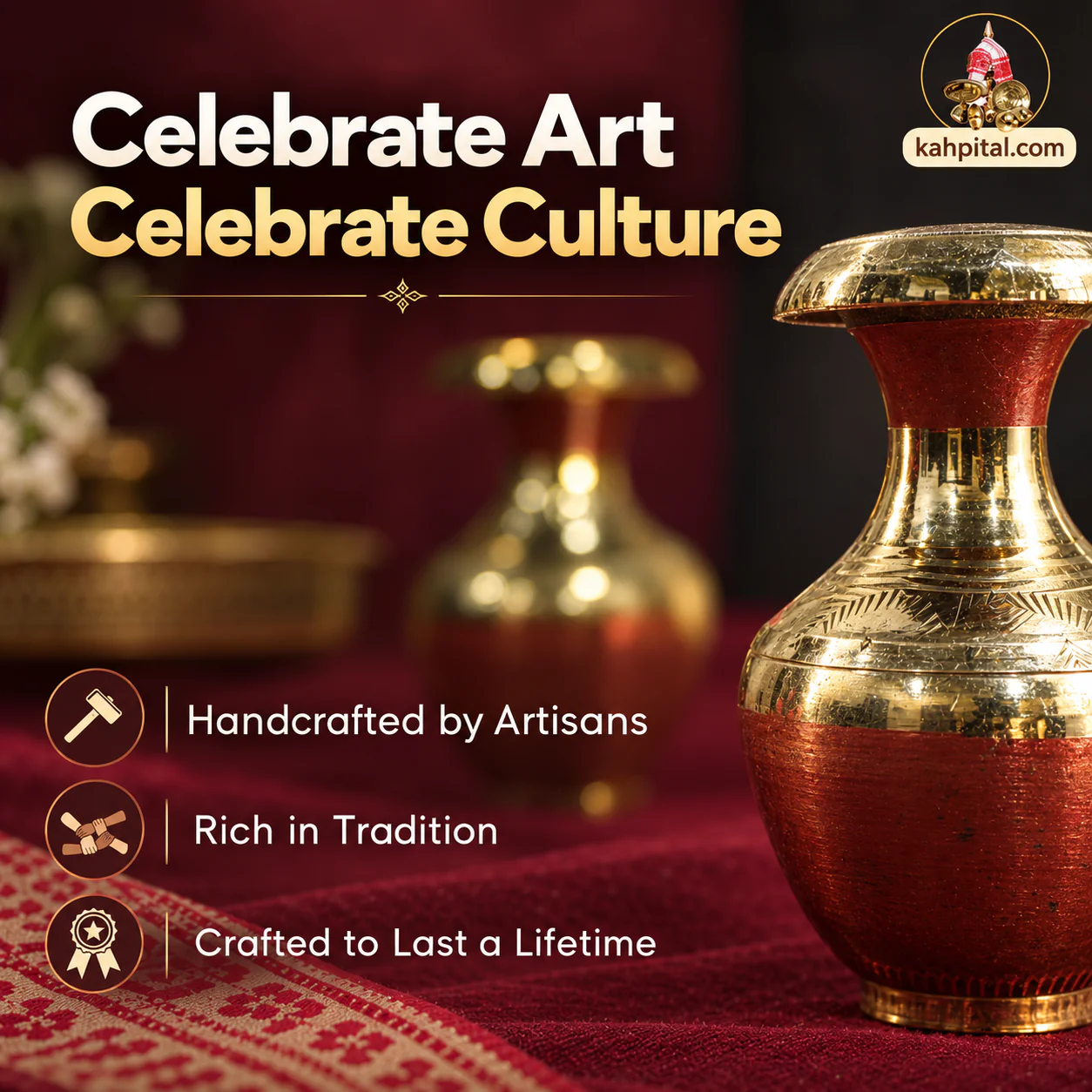 Premium Brass Home Decor Showpiece 1 Pair (Miniature Kalash) for Home Decor