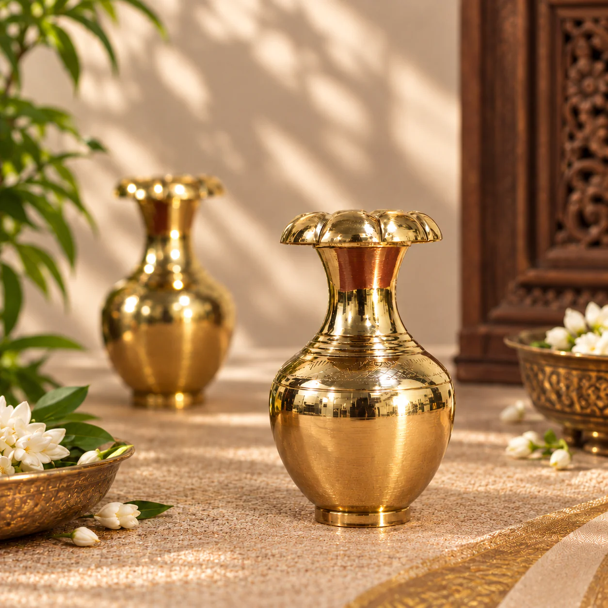 Premium Brass Home Decor Showpiece 1 Pair (Miniature Kalash) for Home Decor