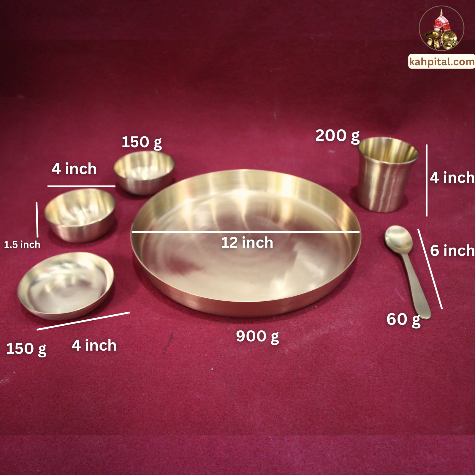 Premium Handmade Kansa Dinner Set – Traditional Elegance with Ayurvedic Benefits-KahPital.com