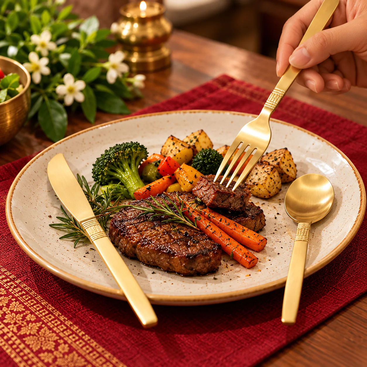 Premium Engraved Brass Cutlery Set – A Fusion of Tradition, Health & Elegance