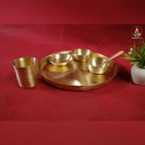 KahPital Arogya Premium Handmade Kansa Dinner Set – Traditional Elegance with Ayurvedic Benefits -Pallav Design (Curved Rim)