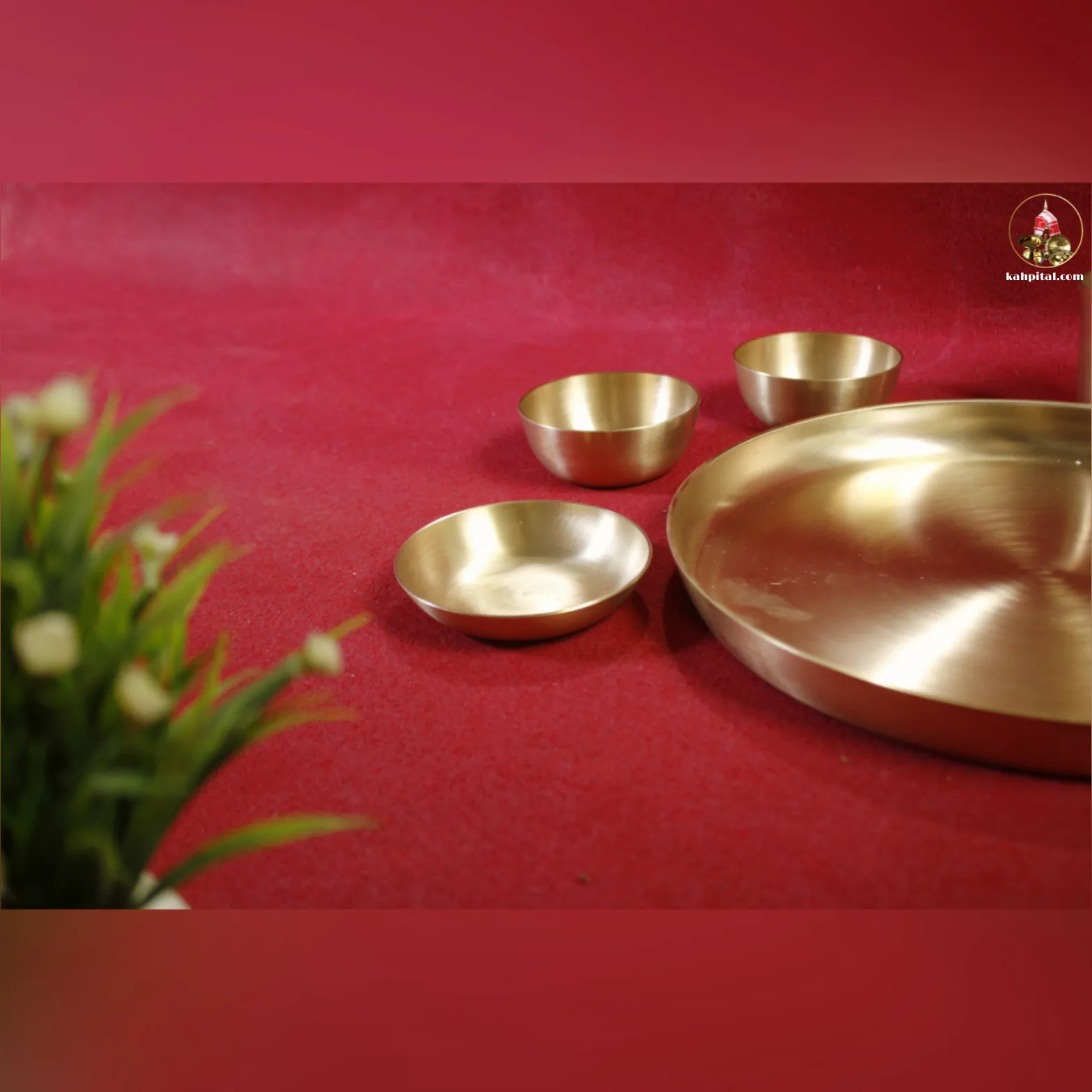 Premium Handmade Kansa Dinner Set – Traditional Elegance with Ayurvedic Benefits (Curved Rim)-KahPital.com