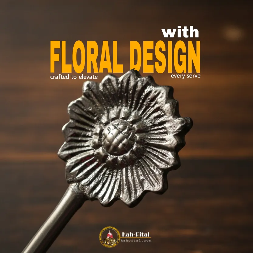 Premium Handmade Brass Floral Spoon – Set of 2 (7 Inch | Matte Finish | Handcrafted) - Image 3