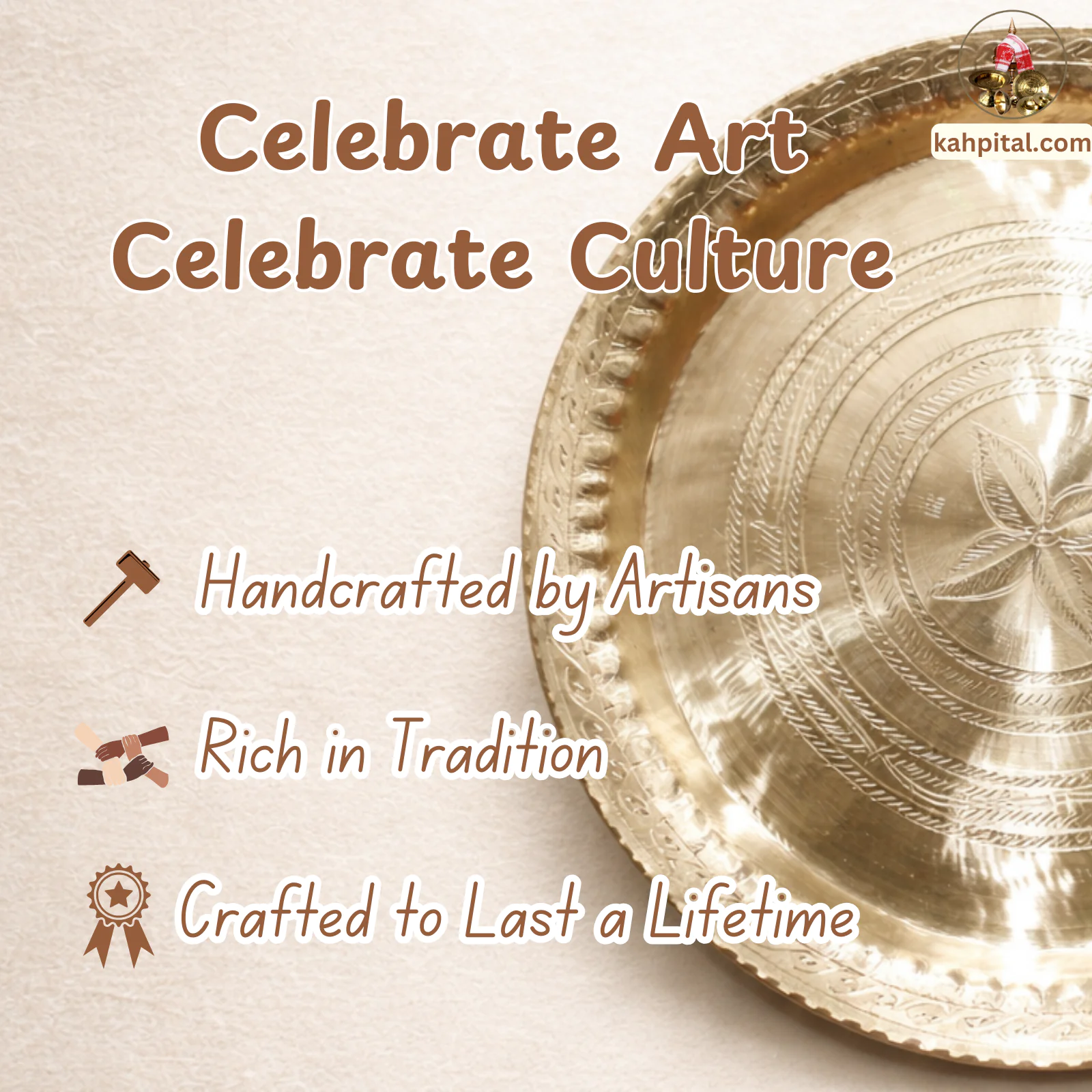 Artistic Heritage Plate -GI Tagged Sarthebari Bell Metal Plate (Kahor Kahi) – A Legacy of Assamese Craftsmanship