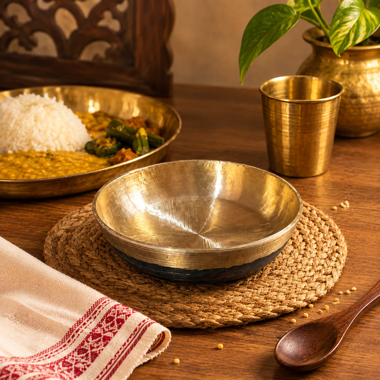 Handmade Kansa Flat Bowl (Hatikhujiya Bati) for Your Modern Kitchen & Home